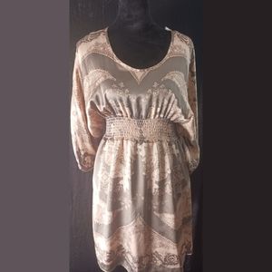 Split sleeve silk mini dress